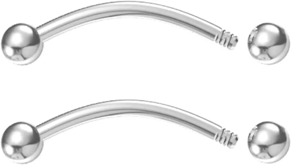 Piercing banane incurvé en titane 14 G/16 G/18 G 6 mm/8 mm/10 mm/12 mm 2 pièces : 16 g × 14 mm – titane