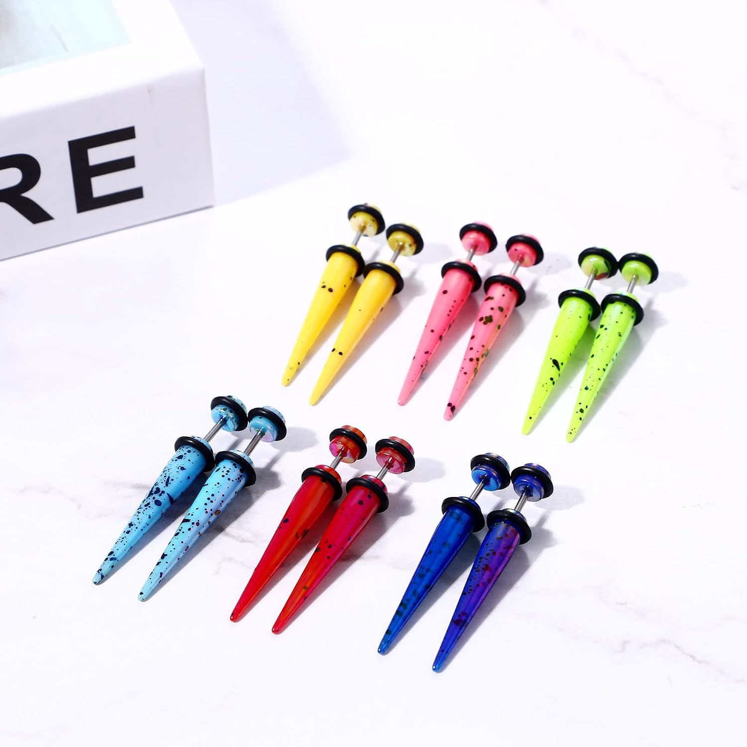 Lot de 12 faux écarteurs en acier inoxydable pour homme et femme Pointes - 6 pièces - 10 mm