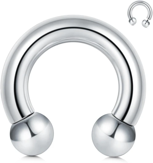 FECTAS PA Ring - Anneau de Piercing Prince Albert 00G-0G-2G-4G-6G-8G-10G-12G 12mm/16mm/19mm Acier Chirurgical Pierced Body Jewellery - Bijoux en Argent Barre : 5mm, Dia - : 12mm