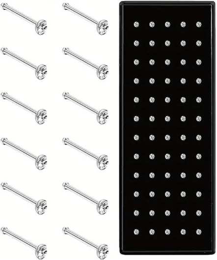 JEXOWIQ 60 pcs piercing nez acier inoxydable, multicolore, Bijou de piercing de nez, Nose piercing, Acier inoxydable 316L