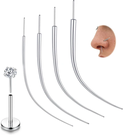14G/16G/18G/20G Piercing Taper ASTM F136 Titane Aiguille Piercing Broche d'insertion Kit Piercing pour Oreille/Nez/Labret/Lèvre/Ventre/Mamelon/Langue
