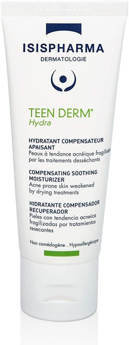 TEEN DERM – Hydra – Crème Hydratante Anti-Imperfections pour Peaux à Tendance Acnéique Fragilisées - Beurre de cacao, Bisabolol - Hydrate, Nourrit et Apaise, Fabrication Française 40 ml (Lot de 1)