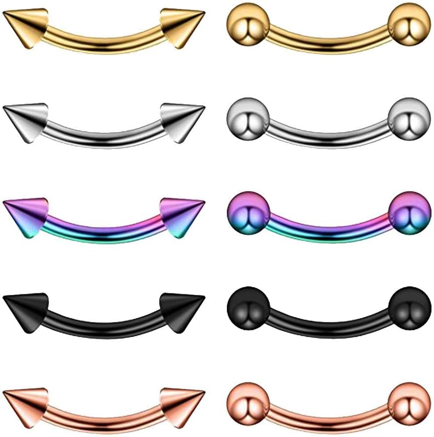 Sharplace Lot de 10 Piercing Labret Nez Sourcil Lèvre Oreille Tragus Balles & Pointe Acier Inoxydable 316L Motif # 2 -6mm