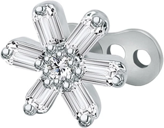 Ancres dermatologiques hypoallergéniques sur le dessus avec base élégante - Accessoire de piercing en oxyde de zirconium - Bijoux pour lèvre, joues - Ancres en acier inoxydable