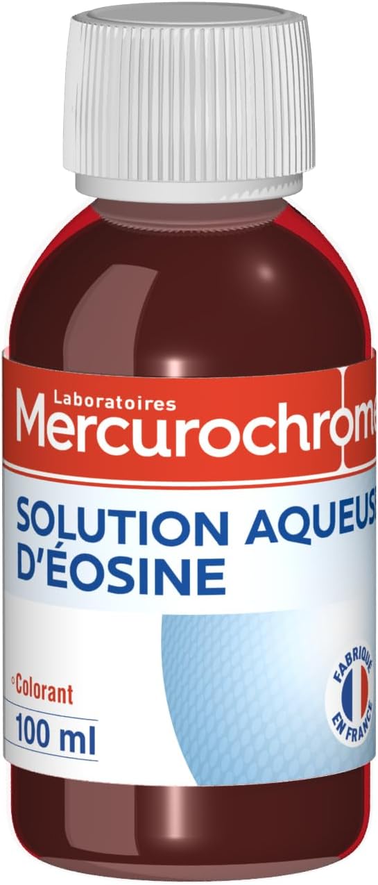 Solution Aqueuse d'éosine - 100 mL - Peut être utilisée comme Colorant - A utiliser diluée dans une base cosmétique - Fabriqué en France Rouge 100 mL