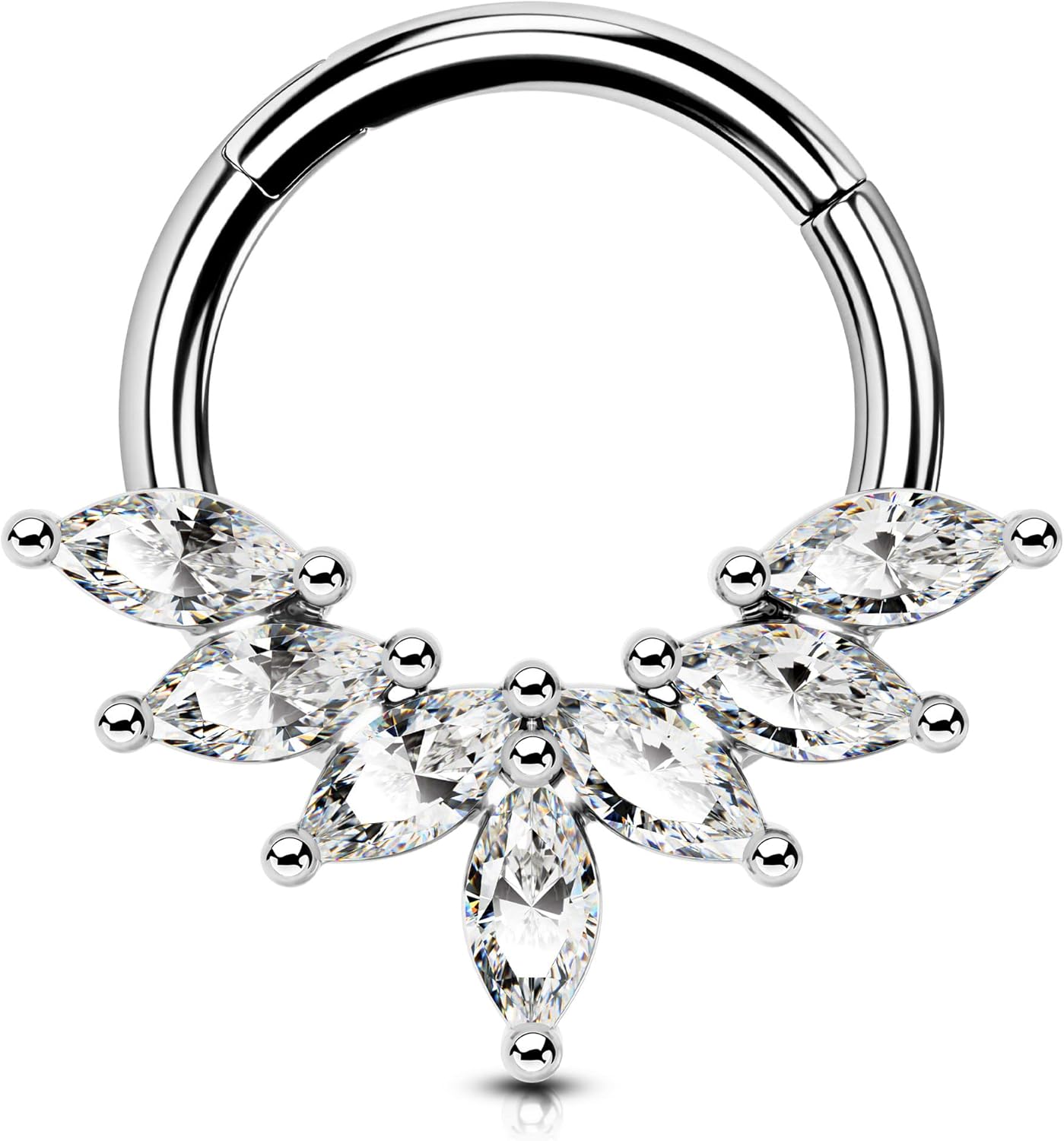 16G 8 10 mm Piercings Cartilage Oreille Daith Piercings Hoop Boucles d'oreilles Clear CZ Acier Inoxydable 316L Hinged Clicker Tragus Hélix Anneau Bijoux Femme