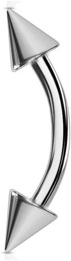 JEWEL BARREL Barre de piercing incurvée en acier chirurgical 16 g 6 mm 8 mm 10 mm 12 mm Piercing banane avec pointes coniques Argenté - 10.0 Millimètres