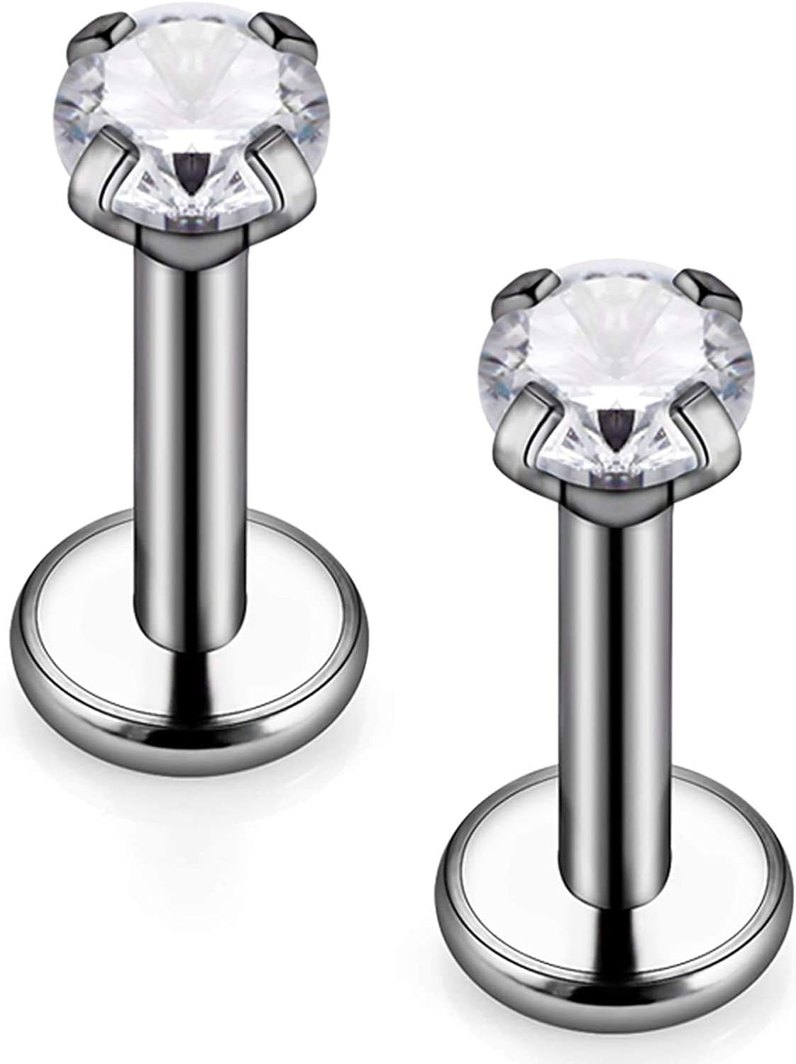 FECTAS 2 pièces G23 Titane Barre à lèvres Labret Goujons 16G 6/8/10mm Tragus Cartilage Helix Monroe méduse Piercing Stud