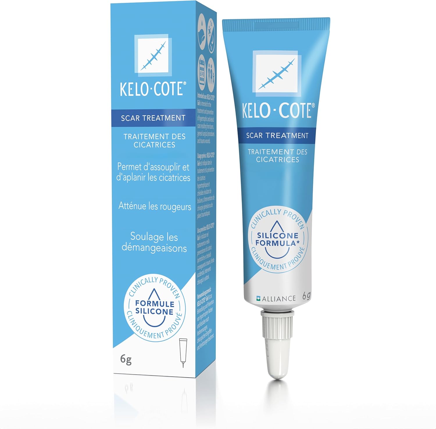 KELO-COTE - Tube 6g - Gel Pour Traitement Des Cicatrices - Formule Silicone - Atténue Rougeurs & Démangeaisons - Résiste À L’Eau - Transparent - Cliniquement Prouvé