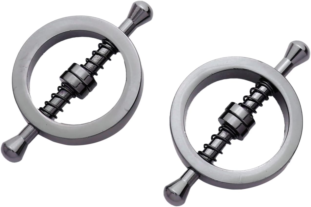 Aislor 2Pcs Adulte Faux Non-Piercing Boucle de Téton Mamelon Anneaux Acier Bijoux de Corps Vis Ronde Barbell Bouclier Taille unique Argenté