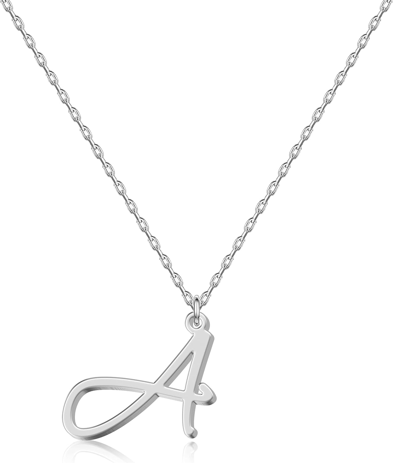 Collier Pendentif lettre initiale Personnalisée pour Femmes, Plaqué Or 18K - Longueur Ajustable, Élégant et Résistant à la Décoloration, Cadeau Parfait pour Anniversaire, Noël - Collection Alphabet A-silver