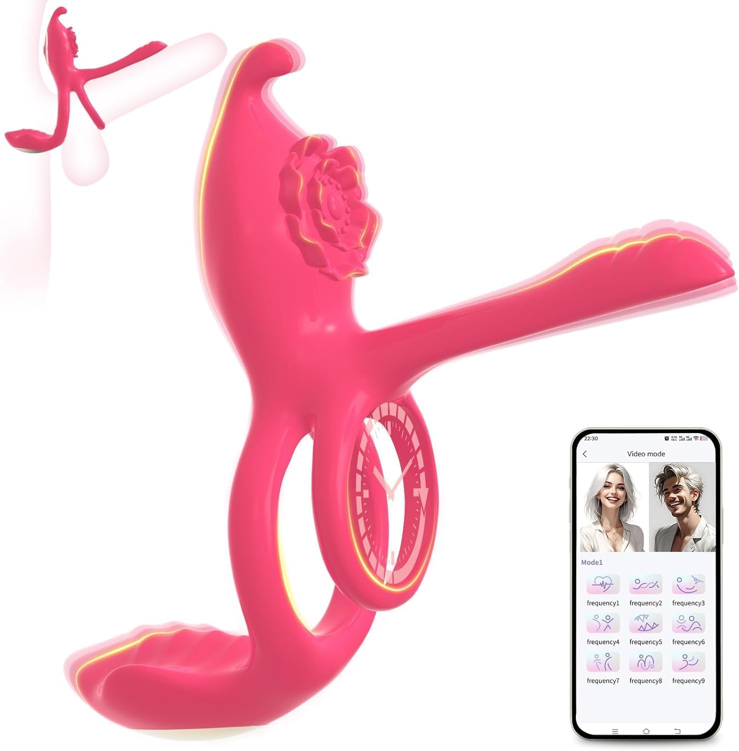 Anneau pénien vibrant avec stimulateur de clitoris et testicules - Anneau de pénis - Jouet sexuel pour les couples - Anneau pénien avec 9 modes de vibration - Jouet sexuel érotique pour les couples