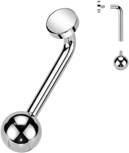 Piercing Clitoris Christina en Titane - Forme idéal pour le clitoris - Une extrémité en forme de rond plat, l'autre en boule argentée - Couleur Argenté Bijou Intime