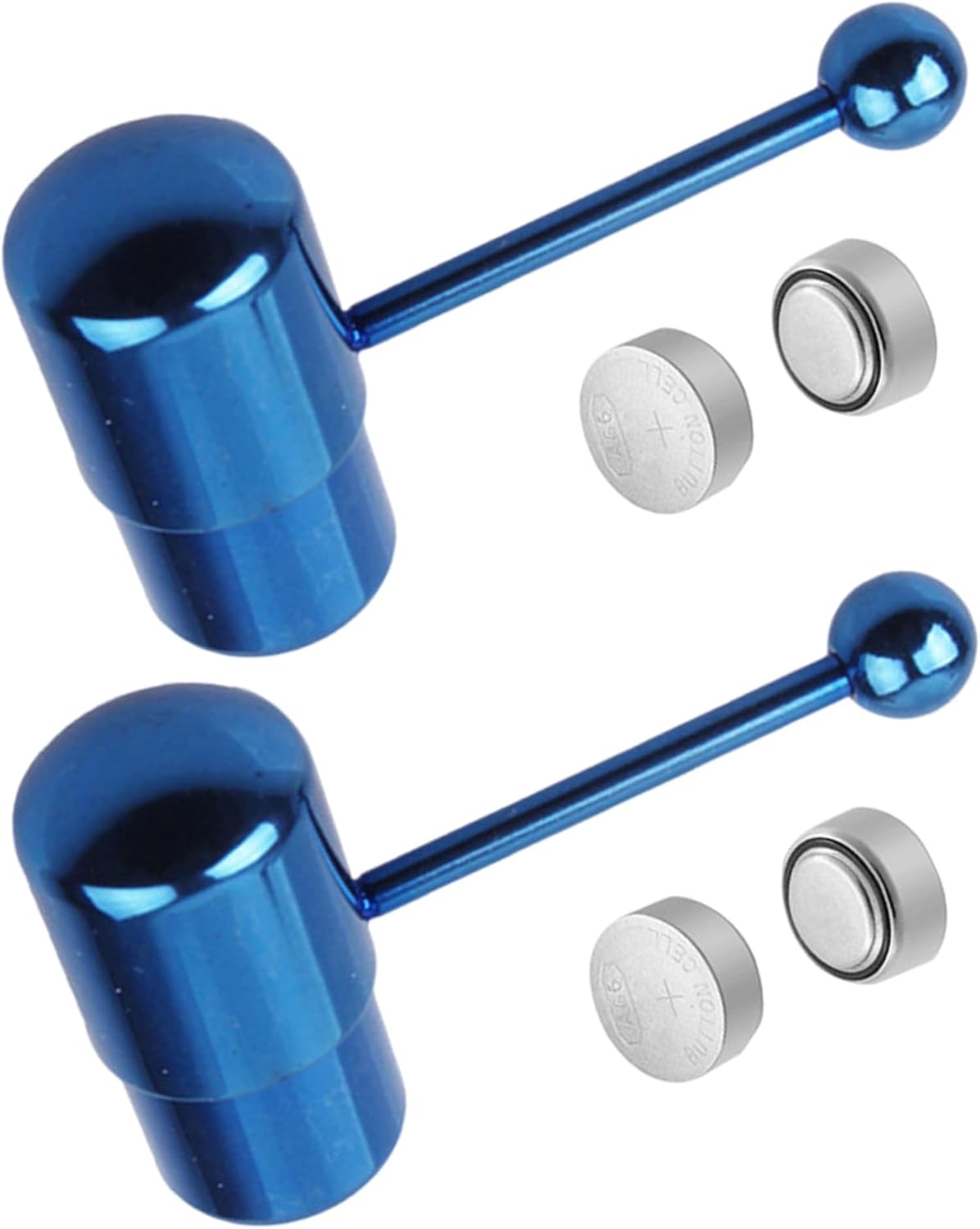 Lot de 2 piercings vibrants pour la langue en acier inoxydable bleu pour femme et homme