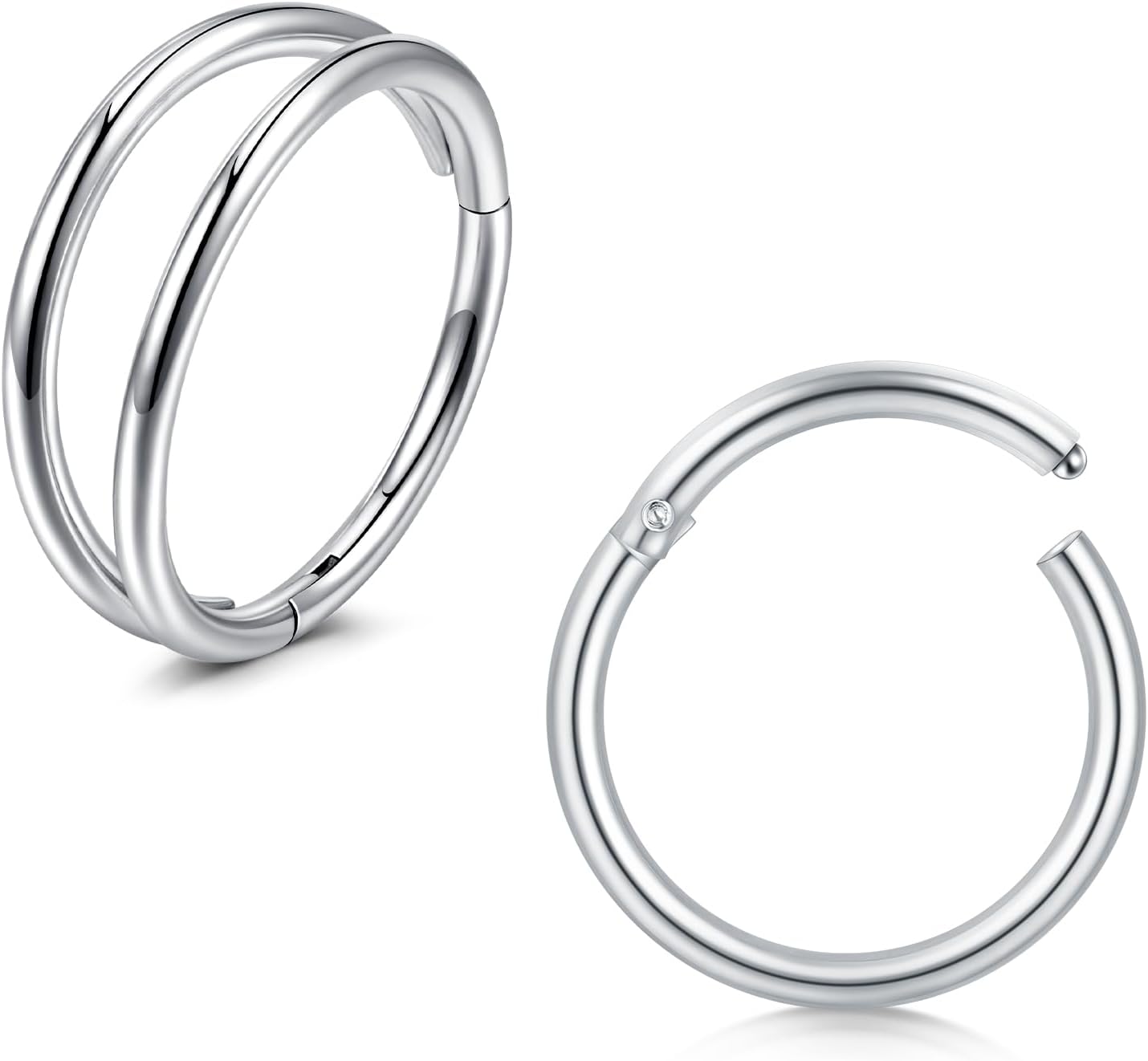 Piercing Anneau Nez Septum 18g 20g Acier Chirurgical Helix Conch Piercing Oreille Anneaux Levre Labret 8mm 20g-8mm Argent