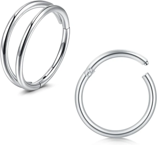 Piercing Anneau Nez Septum 18g 20g Acier Chirurgical Helix Conch Piercing Oreille Anneaux Levre Labret 8mm 20g-8mm Argent
