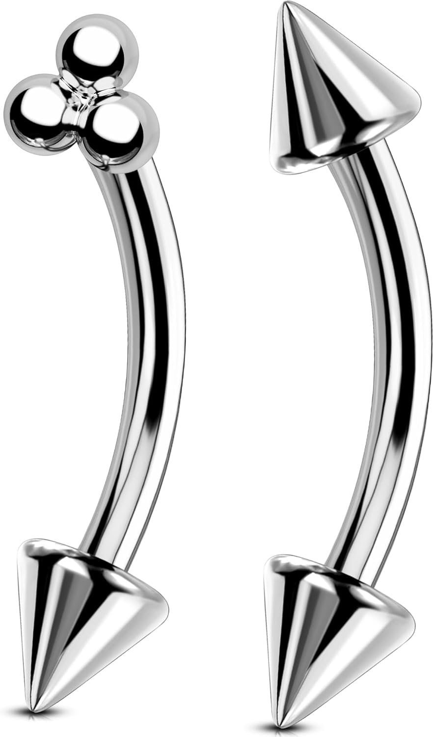 2pcs Eyebrow Piercing Jewelry Titanium Curved Eyebrow Ring Internally 16G Vertical Labret Lip Jewelry Rook Ear 8mm Small Navel Belly Button Ring for Women Men