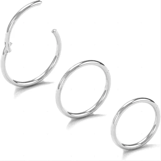 Body CAC 0.8mm/1.0mm/1.2mm/1.6mm Piercing Anneau Segment Clipsable Acier Chirurgical,Clikcer Anneau Segment Articulé Nez Oreille,avec un Diamètre de 5mm à 11mm