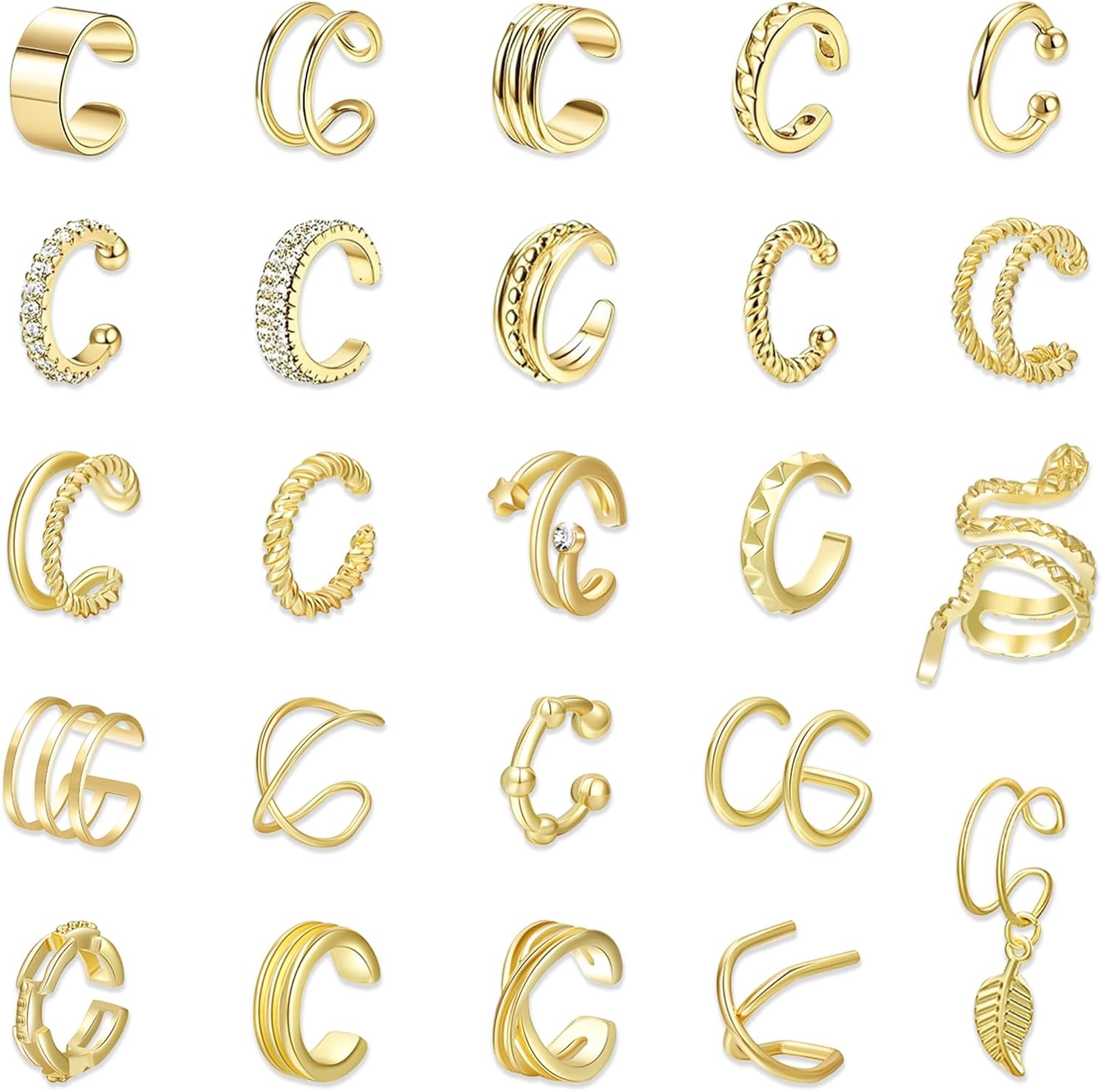 ZXTGBQ 24Pcs Ear Cuff Pour Femme, Boucles D'Oreilles Femme, Faux Piercing Oreille, Non Piercing Helix Cartilage Manchette Oreille, Boucle Oreille Sans Trou pour Cartilage Boucles D'Oreilles à Clip