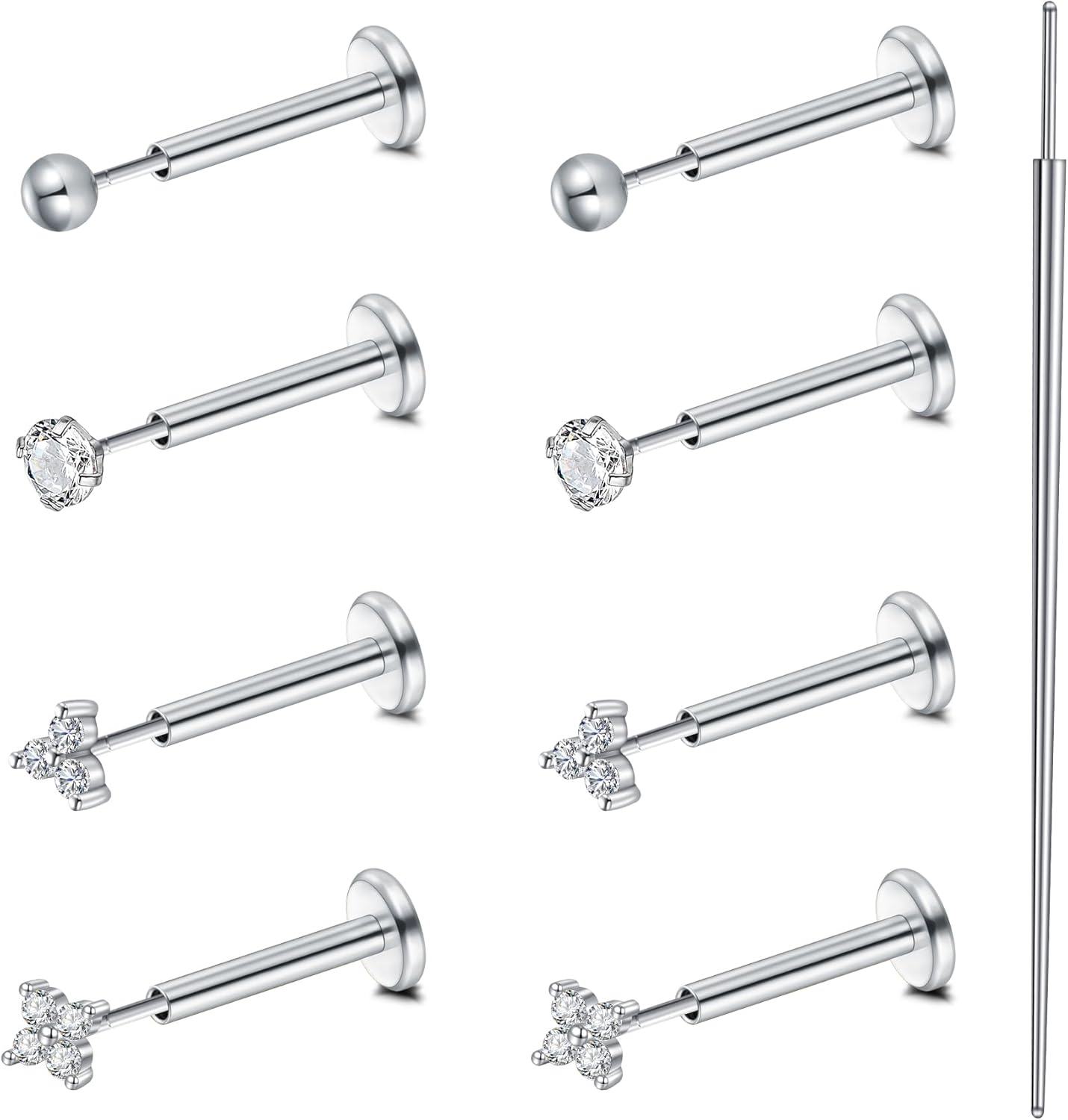 Helix-Piercing Tragus -Piercing-Jewellery Women Earring-Studs : 20G Stainless Steel Flat Back Tragus Stud Includes Piercing Tools