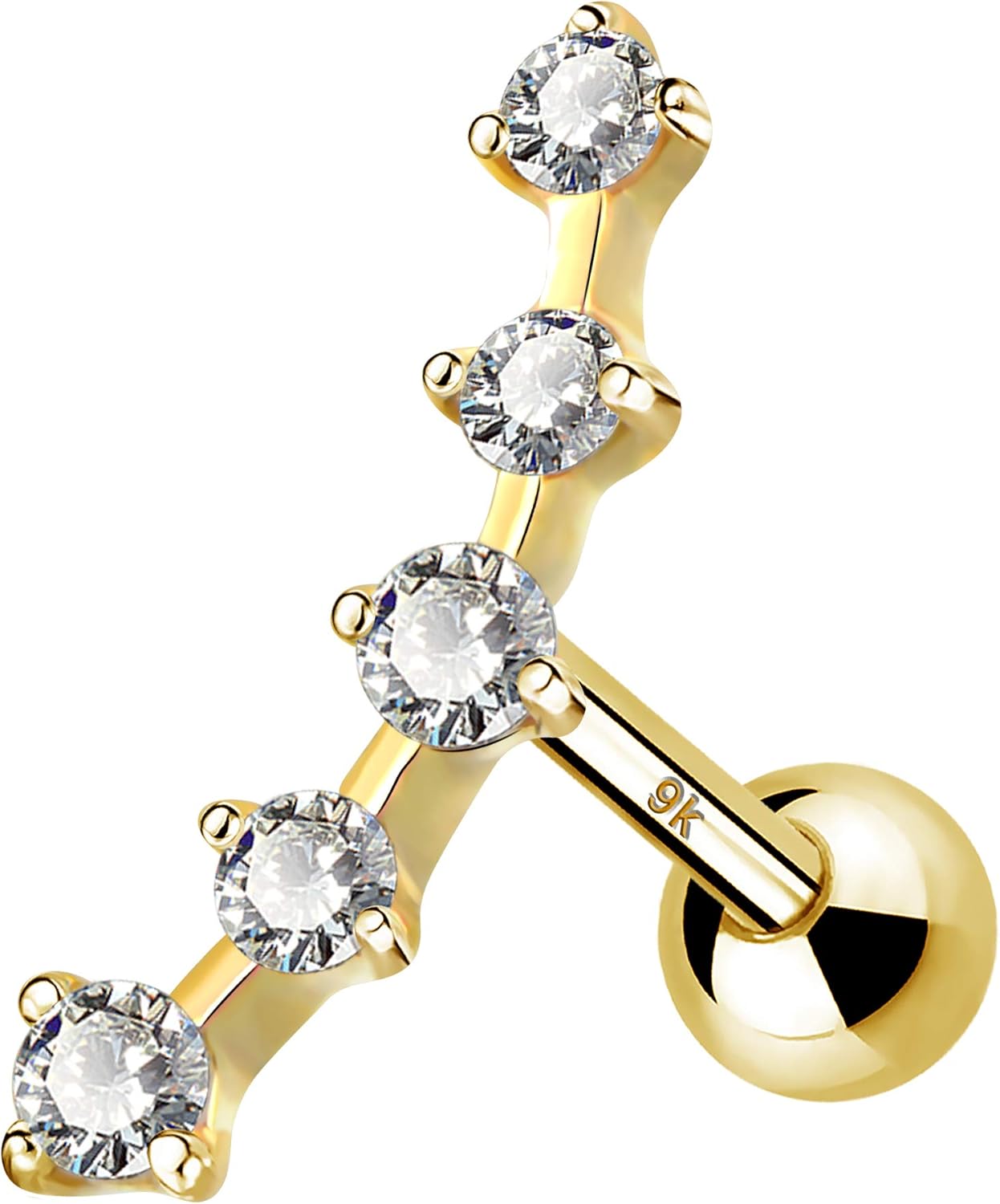 Boucles d'oreilles plaquées or pour cartilage 16 g croix / étoile AAA+ CZ avant hélix piercing conque piercing pour tragus supérieur, bijoux pour femmes et filles