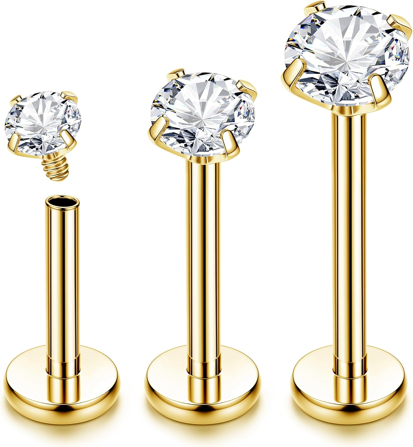 16G/18G G23 Titane Piercing Tragus Piercing Labret Levre Piercing Oreille Piercing Helix Cartilage Piercing Medusa Piercing Nez Argent/Or/Noir/Or Rose - 6/8/10MM