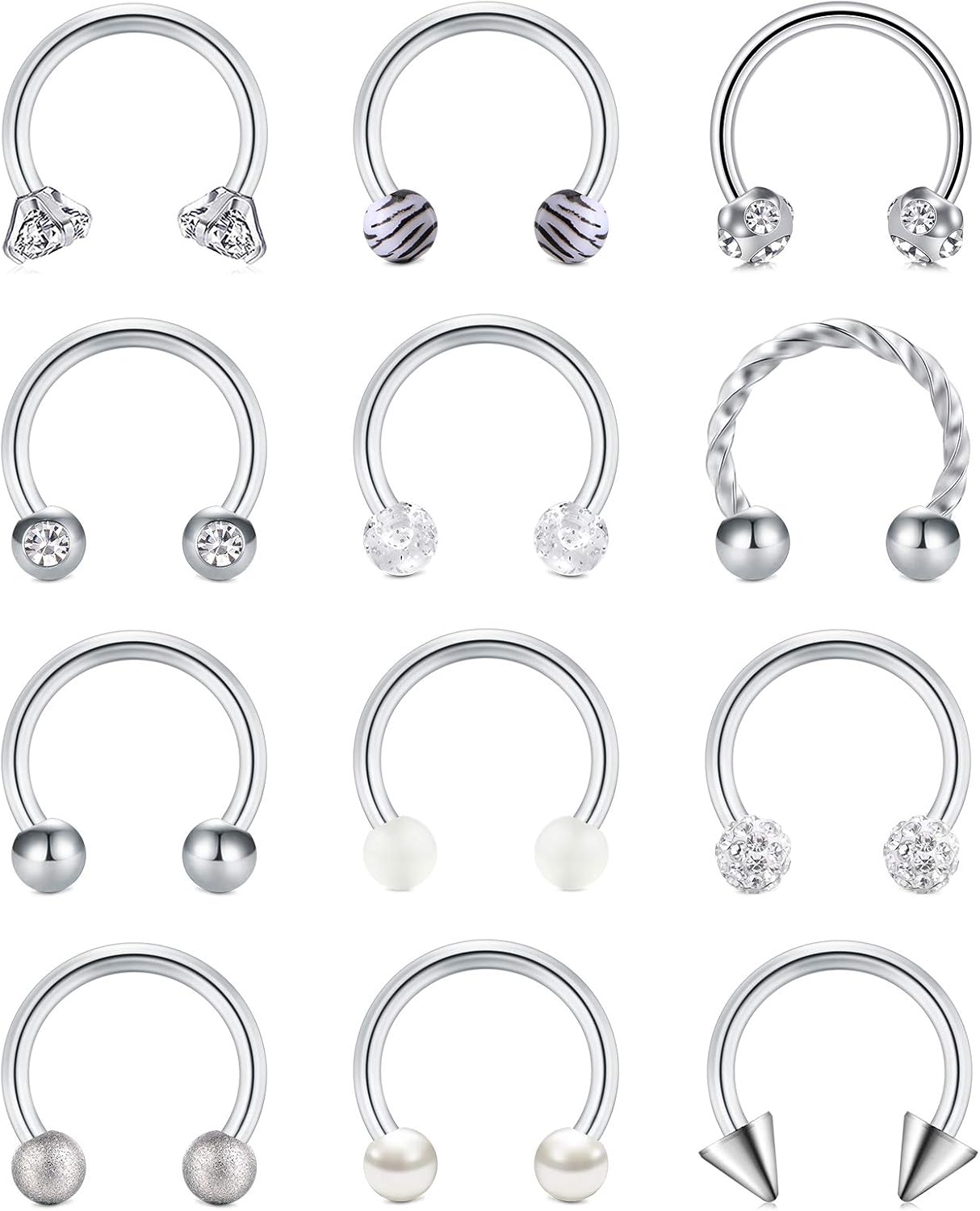 Anneaux de Septum en fer à cheval 8mm Septum en acier inoxydable 16G anneau de Piercing pour les lèvres Helix Tragus Cartilage Daith