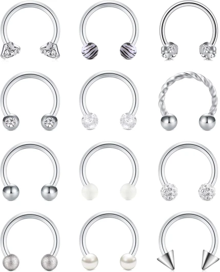 Anneaux de Septum en fer à cheval 8mm Septum en acier inoxydable 16G anneau de Piercing pour les lèvres Helix Tragus Cartilage Daith