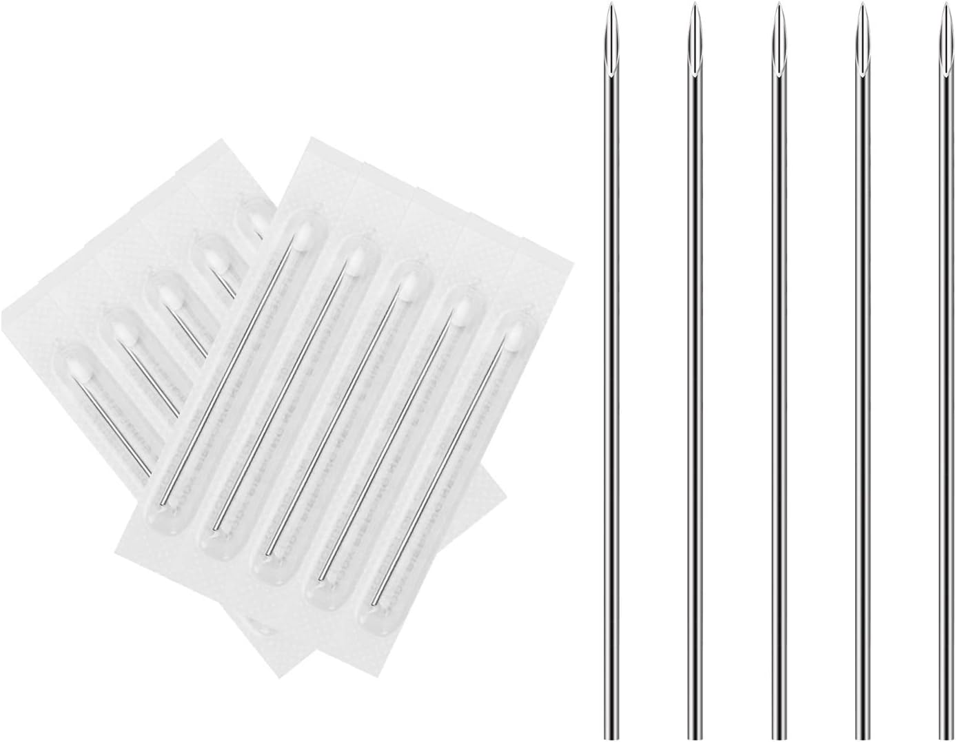 ATOMUS 10pcs Body Piercing Needles 18G Stainless Steel Sterile Disposable Ear Nose Navel Nipple Lip Piercing Needles 10pcs 18G