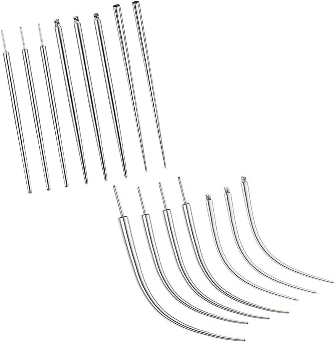 15 Pièces Aiguille Coniques Perçage Outil,Piercing Taper,Broches d'Insertion Coniques,14G/16G/18G/20GPerçage Outil Kit Assistant pour Oreille/Nez Lèvre Ventre Mamelon Langue Piercing Outil Changement