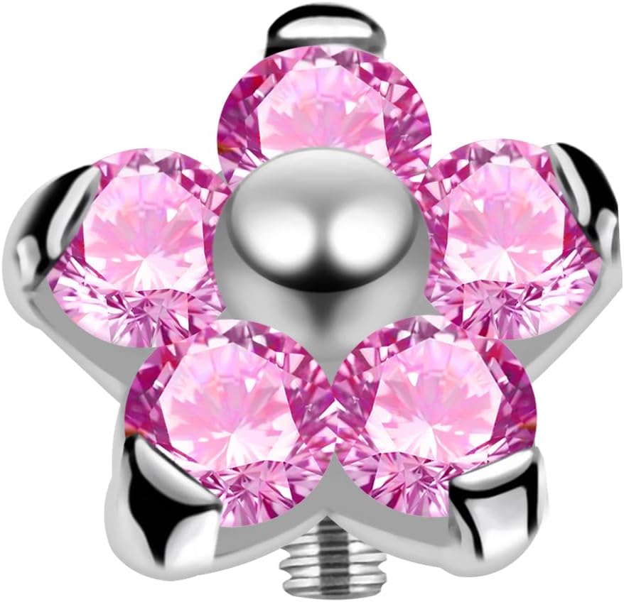 Monster Piercing 5 Bijoux CZ Pierres Fleur G23 Grade Titane Top Micro Dermal Anchor