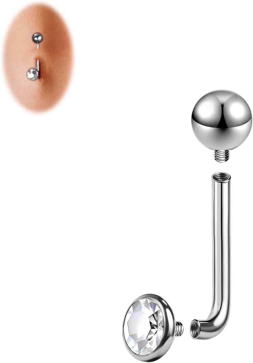 BodyAce Christina Jewellery Piercing en titane massif 14 g avec filetage interne en L coudé VCH
