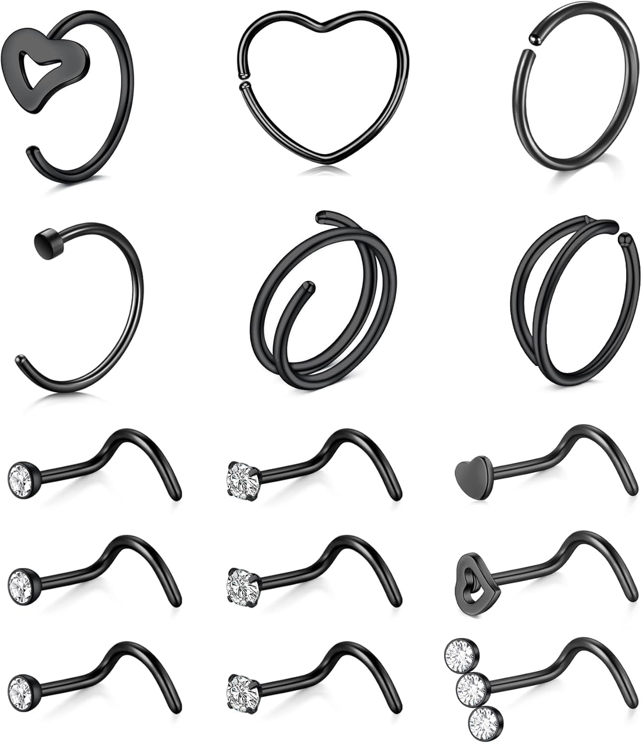 22G Piercing de Nez L Forme Tire Vis Piercing Nez Anneaux Acier Inoxydable Opal CZ Nose Screw Studs Nostril Piercing Bijoux