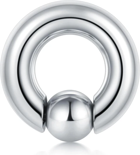 FECTAS PA Ring Prince Albert Piercing Anneaux de Perles Captives Action de Printemps CBR Monster Screwball Rings 00G-0G-2G-4G-6G-8G-10G-12G 12mm/16mm/19mm Bijoux de Corps en Acier Chirurgical Barre : 2.4mm, Dia - : 16mm