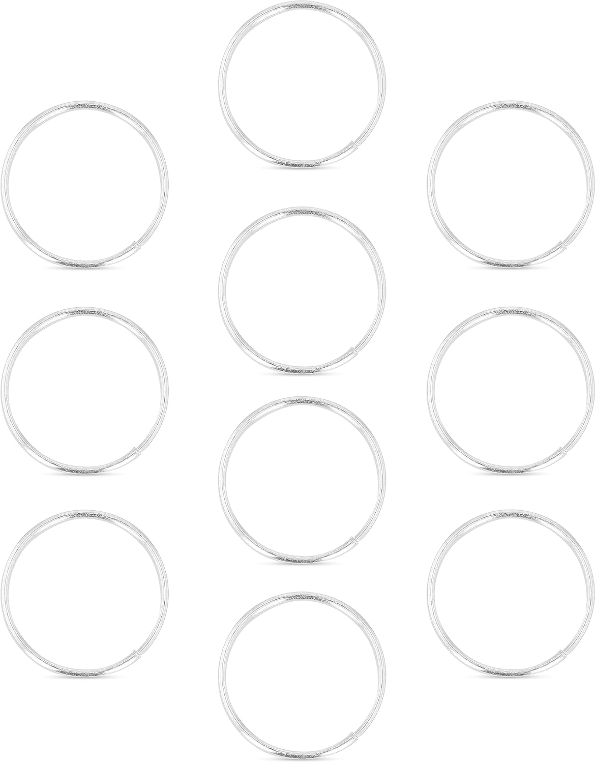 Silver Rock Jewellery Lot de 10/925 anneaux de nez unis en argent sterling massif Taille 8 mm Calibre 0,5 mm