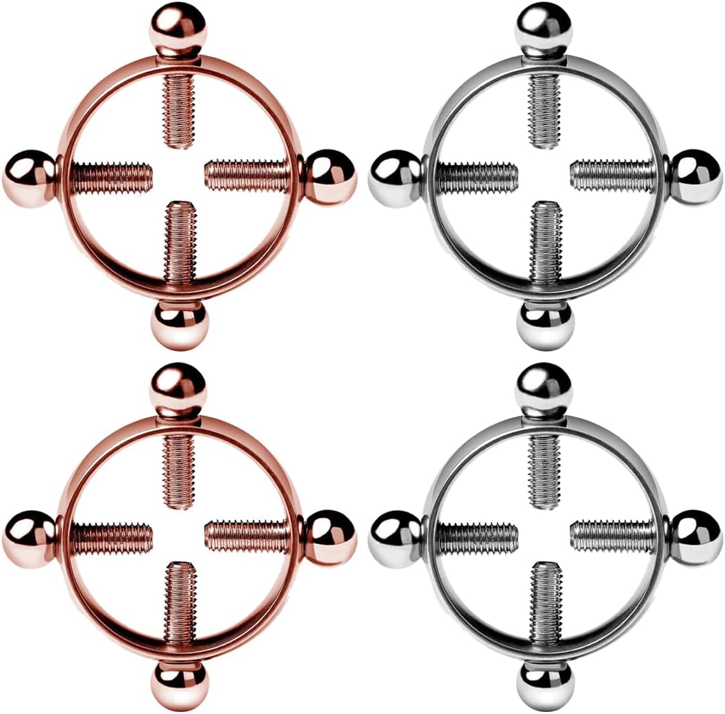 HNJUSR 2 Paires Faux Anneau de Mamelon en Acier Inoxydable Boucle Non Percé Piercing Bijoux Argent Fleur pour Femme en Acier Inoxydable Bijoux de Téton Fleur Non Percés