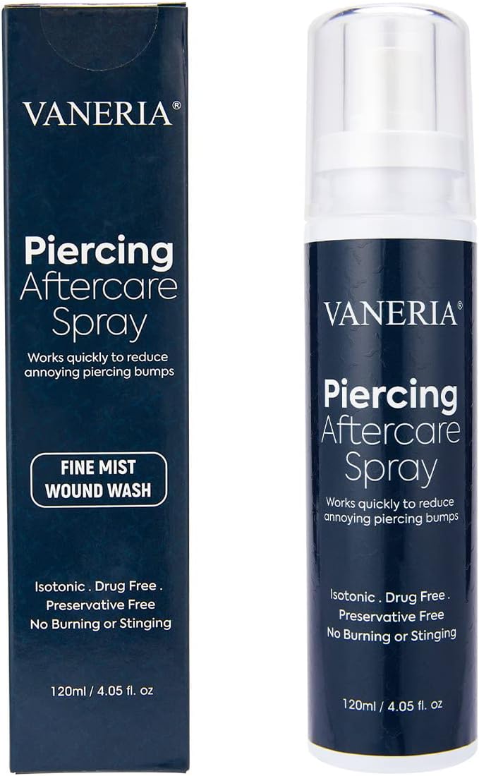 Piercing Aftercare Spray, Spray Antiseptique Après Piercing, Nettoyer et Guérir les Nouveaux Piercings, Rouges et en Colère, les Bosses des Piercings - 120 ml.