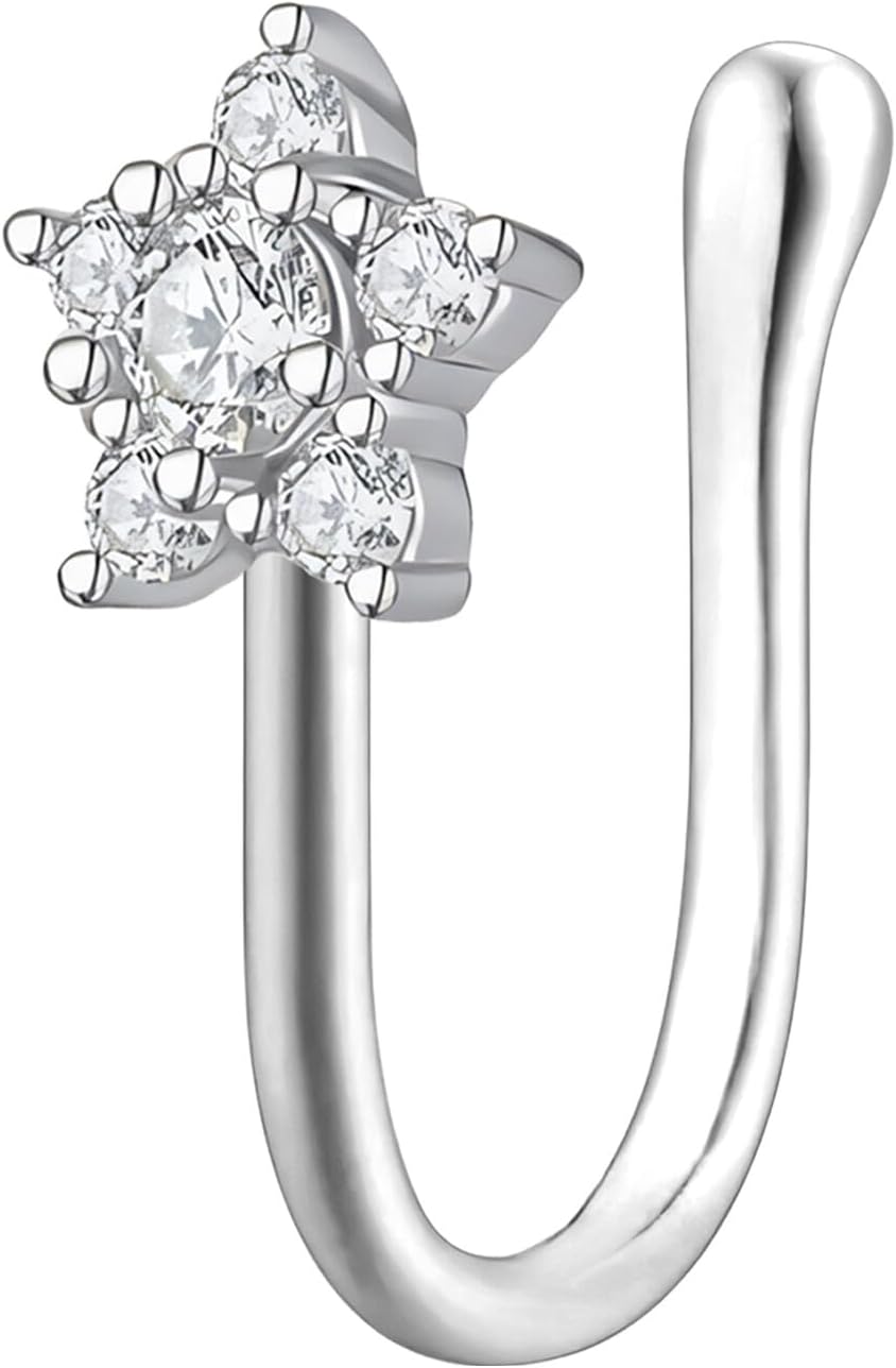 Gold Plated Nose Cuffs, Clip-On Faux Piercing Non-Piercing Jewelry Style 8