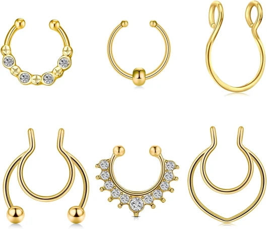 Faux Piercing Nez Anneaux 20G Faux Septum Piercing Non-Piercing Oreille Femme Homme Piercing Lèvre Anneaux