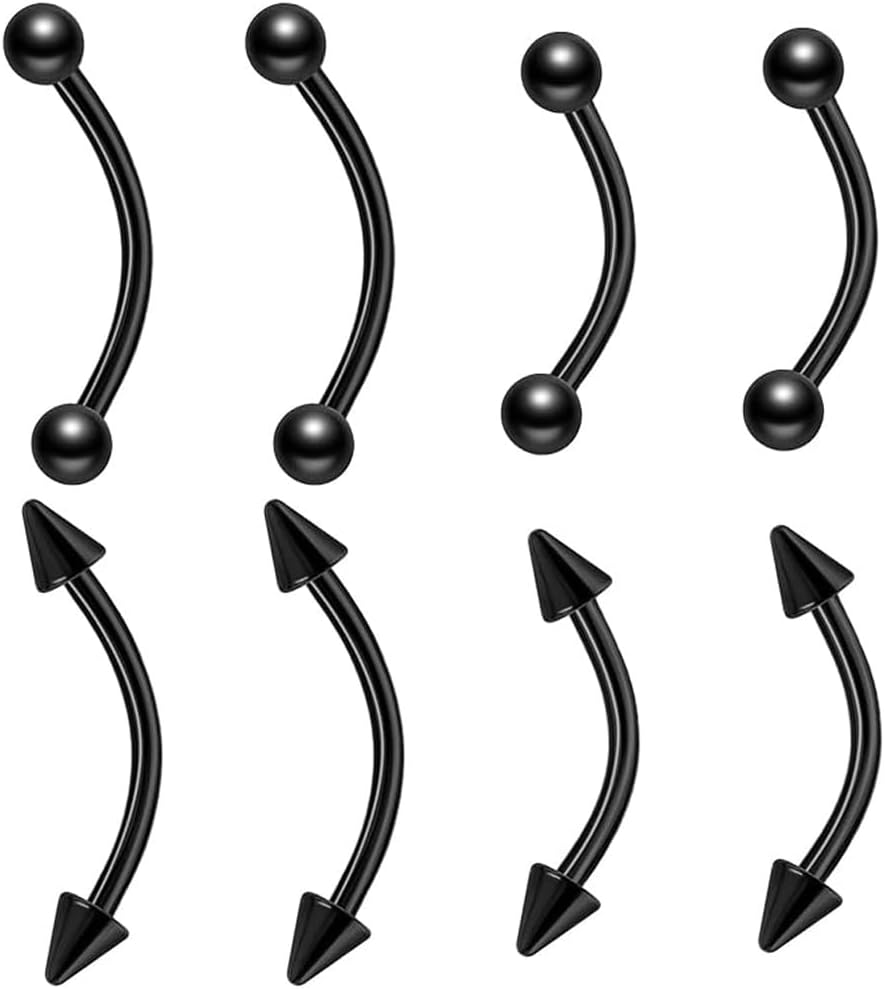 Lot de 4 Piercing Nez Sourcil Lèvre Oreille Tragus Balles & Pointe, Piercing Arcade Homme Femme, Acier Chirurgical, Court
