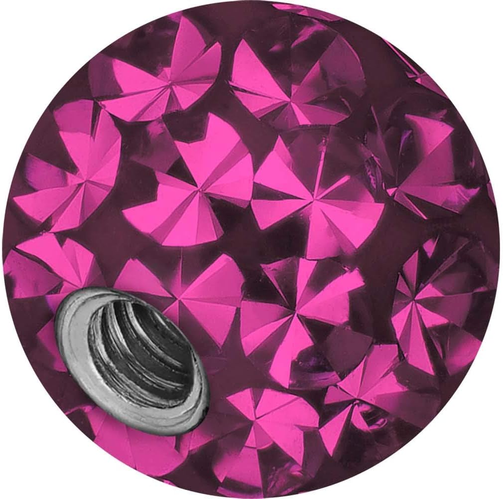 PIERCINGLINE Boule à visser universelle - Cristaux + époxy - Embouts de piercing de rechange - Couleur et taille au choix