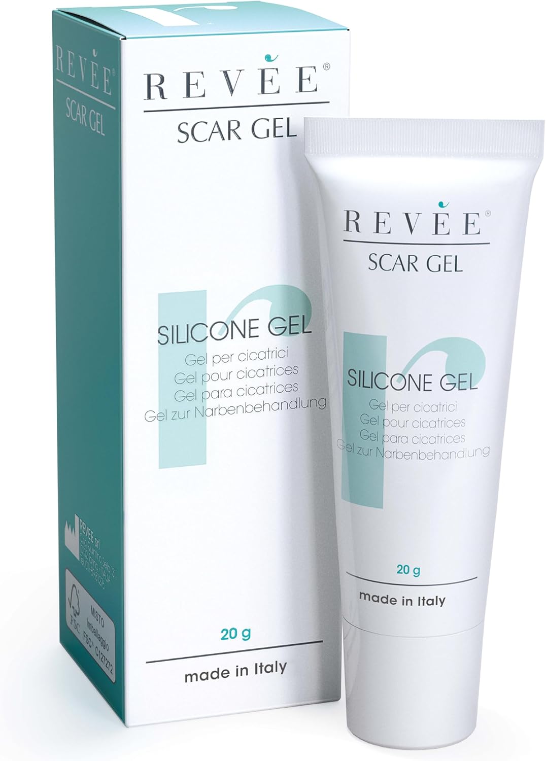 REVÉE Scar Gel Creme Cicatrice 100% Silicone, Creme Cicatrisante après Chirurgie idéal pour le Traitement des Cicatrices, Absorption Rapide, Sans Parfum 20 g (Lot de 1)