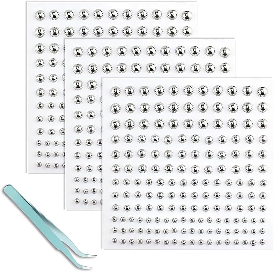 AzureRay Faux Piercing Strass Visage, Lot de 3 Piercings Adhésifs Argentés pour Lèvres/Sourcil/Nombril, Style Y2K Punk, Faux Percing Non Pénétrant