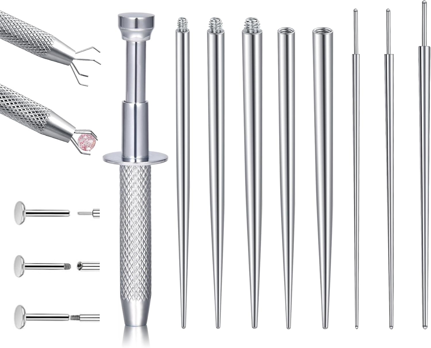 Helix Piercing-Kit Piercing du Nez Tragus-Piercing : Piercing Ball Grabber et Piercing Threader Tool for Changing Ears Lip Jewelry,16,18,20G