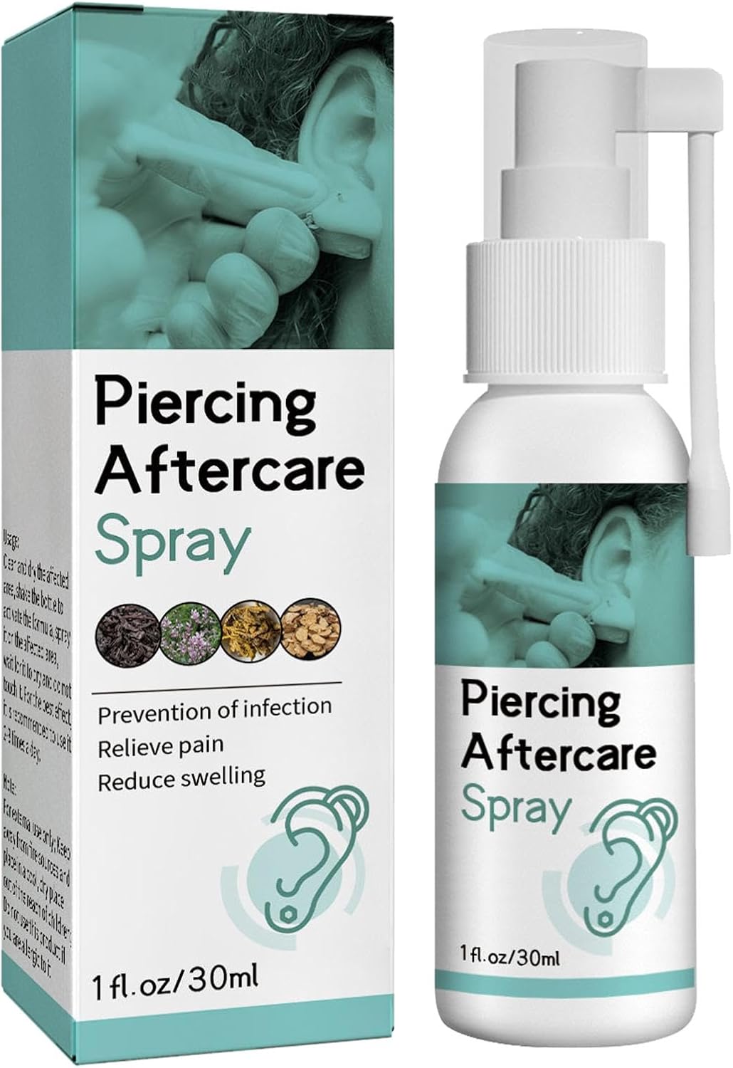 Bvizyelck Spray Antiseptique Après Piercing - 30ml Solution de Nettoyage Pour Oreille, Nez, Corps - Lotion Cosmétique Pour Le Trou D'oreille