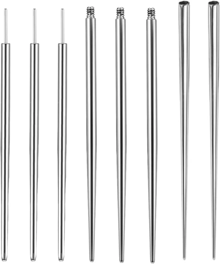 BUKYCAT 8 Pièces Broches d'Insertion Coniques Acier Chirurgical 14G 16G 18G, Piercing Taper, Broche d'insertion, Piercing Outil, Perçage Outil Kit pour L'oreille Nez Nombril