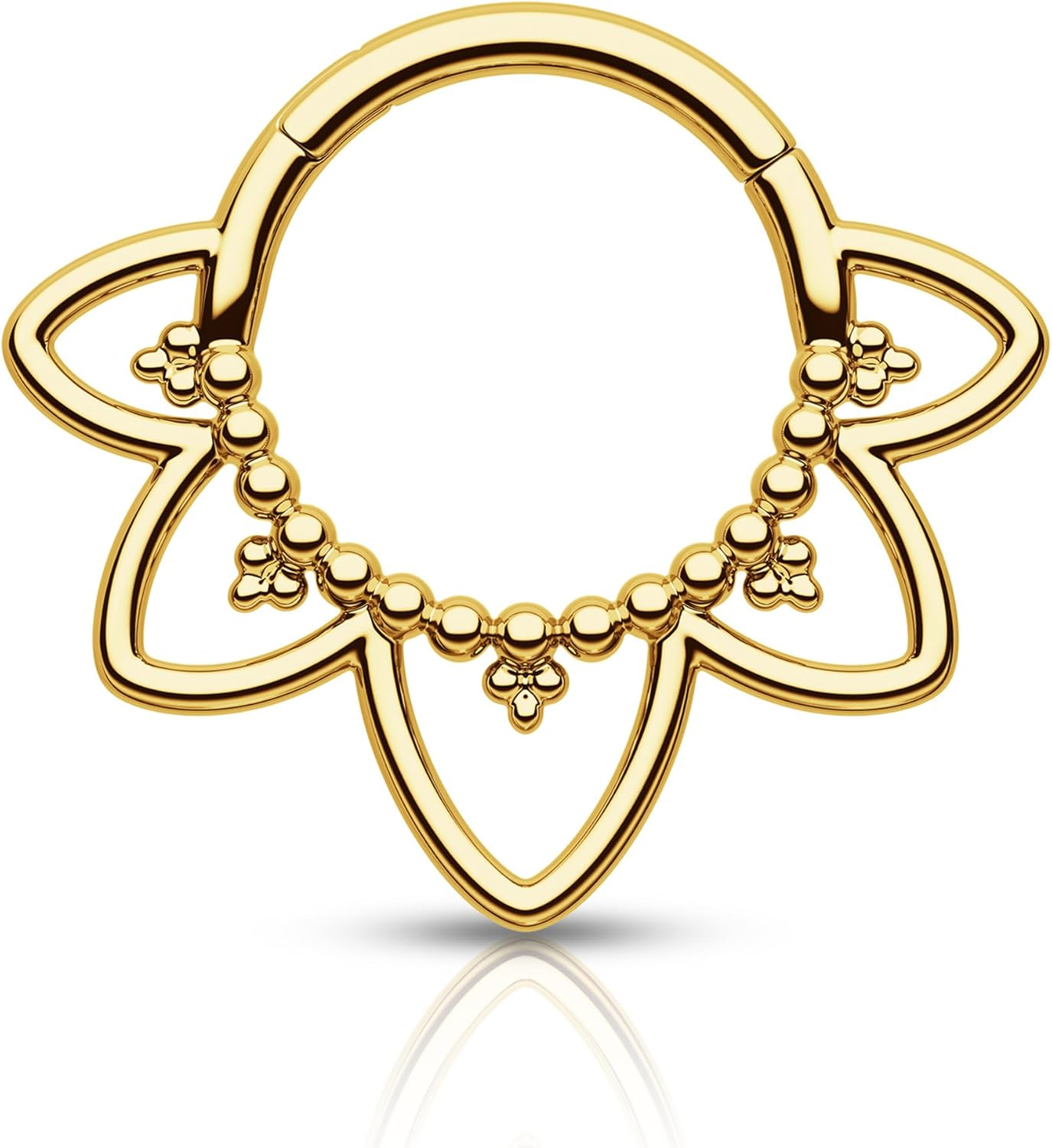 Agrewd Bijoux de Piercing Minimaliste Fleurs de Lotus - Anneau Septum en Or/Argent, Acier Inoxydable 316L 16G - Boucle d'oreille Daith Hélix Cartilage - Fermoir à Cliquet pour Femmes et Hommes Or-8mm