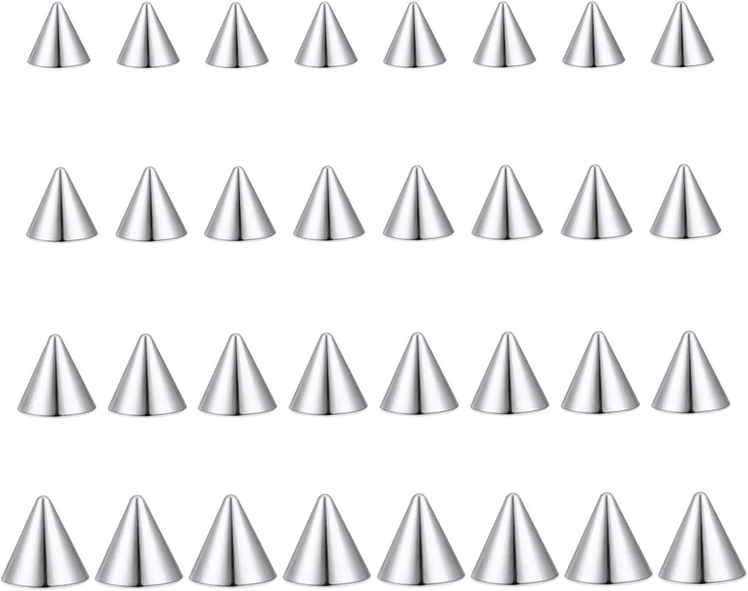 Gojewen 14G 16G Boules de Piercing Argent 32pcs Remplacement Boules Acier Inoxydable pour Filetage Extérieur Lèvres Septum Hélix Langue Ventre Bijoux de Piercing 16G Spikes 3/4/5/6mm