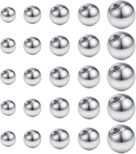 Besyvvin 25 boules de piercing 1,2mm argent Boule de rechange à visser 3mm 4mm 5mm 6mm pour piercing nez lèvre sourcils acier inoxydable