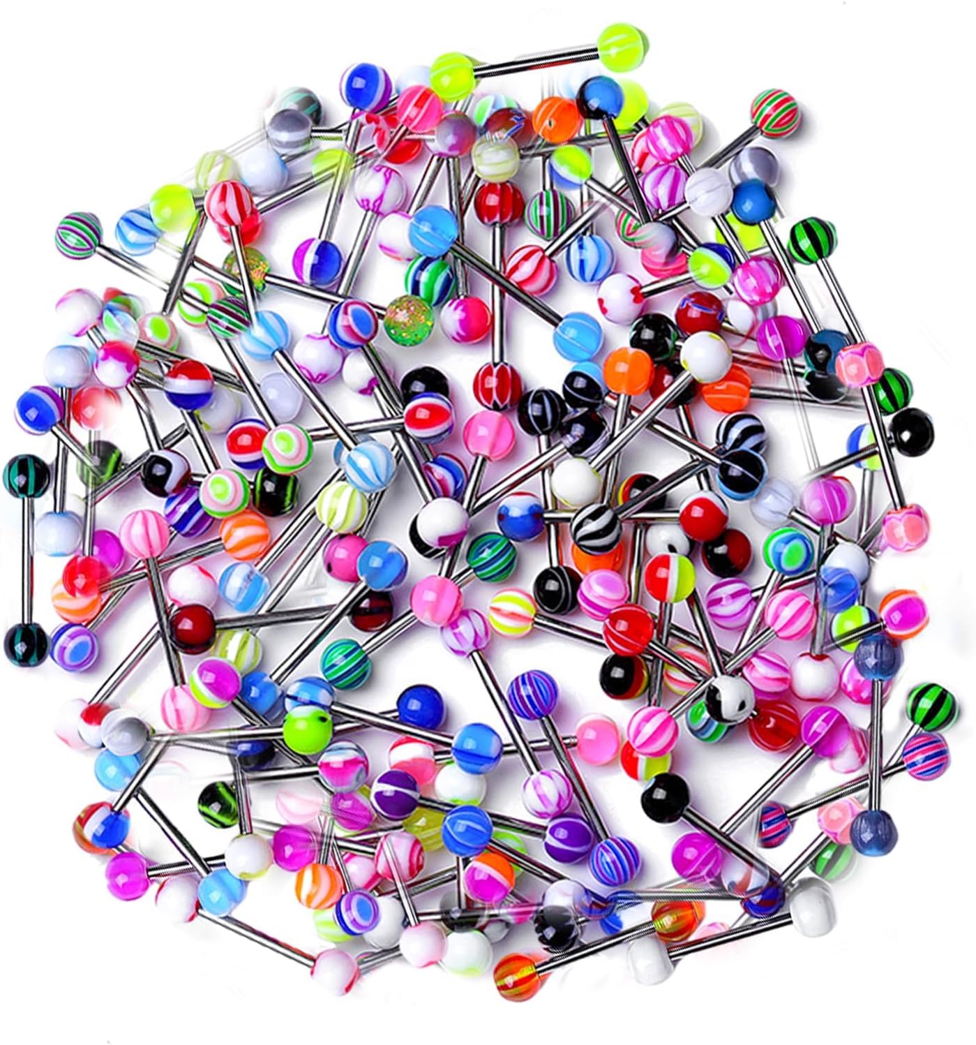 Lithyc 30 Pièces Percing a la langue - Boule Piercing Langue - Kit de Percing A La Langue - Piercing Langue en Acier Inoxydable Acrylique 16 mm (Couleurs AléAtoires)